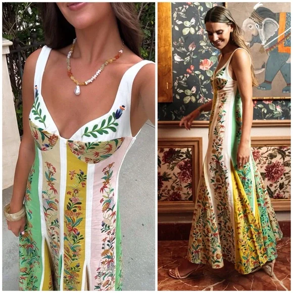 NWT FARM RIO DELICATE FLORAL STRIPES MAXI DRESS SZ S - Picture 12 of 12